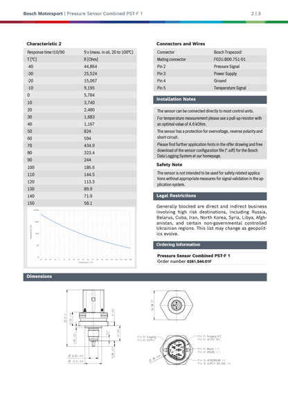 Bosch PST-F 1 oil pressure & temperature sensor