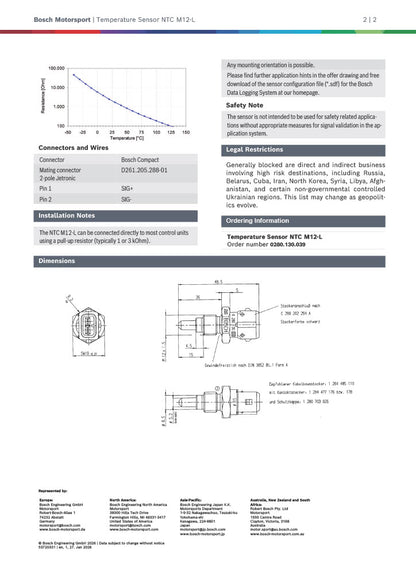 Bosch air temperature sensor M12×1.5