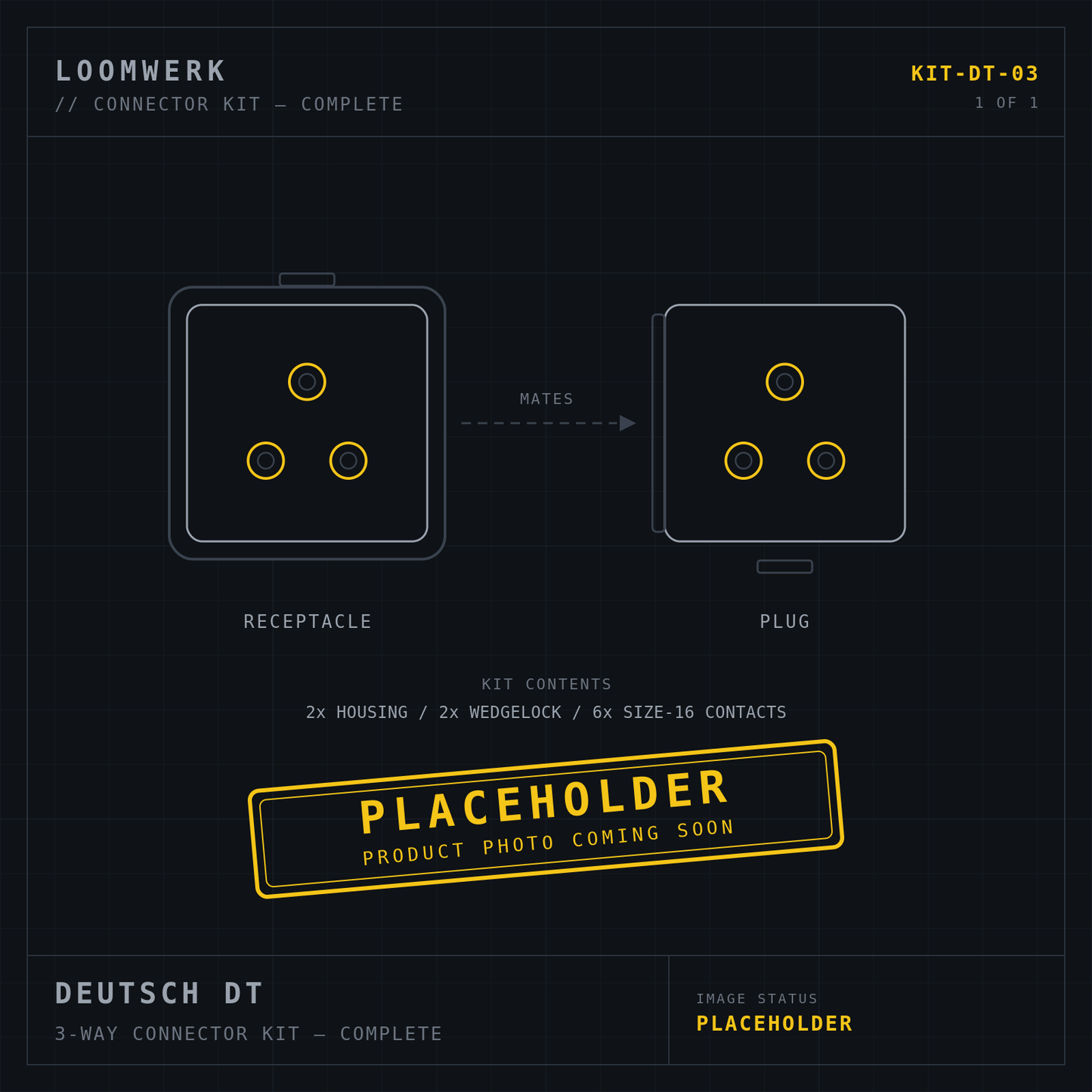 Deutsch DT 3-way connector kit — placeholder image
