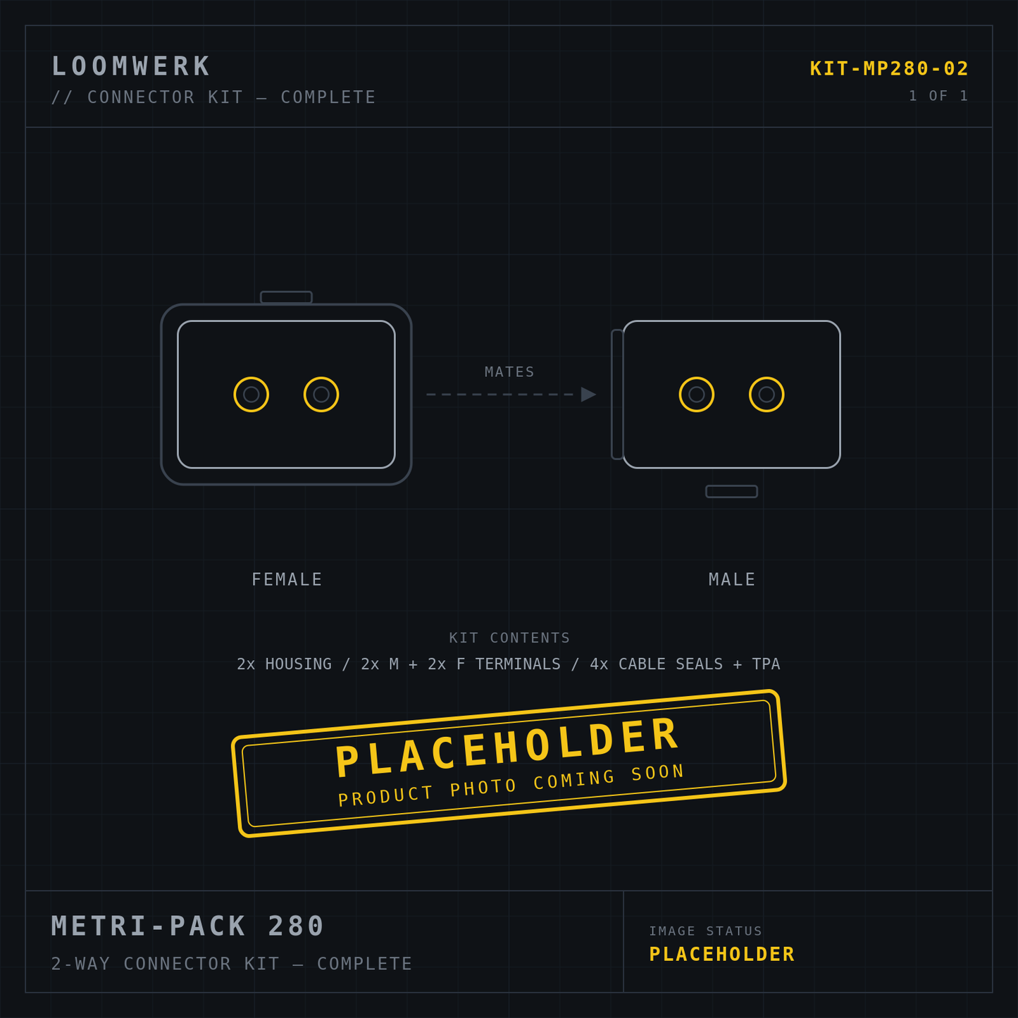 Metri-Pack 280 2-pin connector kit — placeholder image